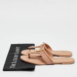 Yves Saint Laurent Beige Leather Ycon Thong Flats Size 38