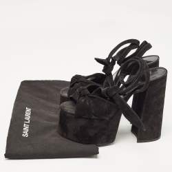 Yves Saint Laurent Black Suede Ankle Strap Sandals Size 37