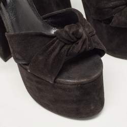 Yves Saint Laurent Black Suede Ankle Strap Sandals Size 37
