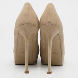 Yves Saint Laurent Beige Suede and Leather Tribtoo Pumps Size 39