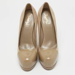 Yves Saint Laurent Beige Suede and Leather Tribtoo Pumps Size 39