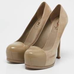 Yves Saint Laurent Beige Suede and Leather Tribtoo Pumps Size 39