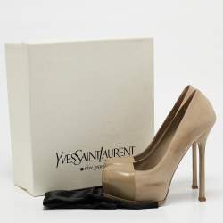 Yves Saint Laurent Beige Suede and Leather Tribtoo Pumps Size 39