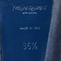 Pre Owned Yves Saint Laurent Blue Suede Tribtoo Platform Pumps Size 36.5