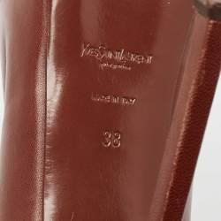 Pre Owned Yves Saint Laurent Brown Leather Tribtoo Platform Pumps Size 38