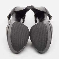 Yves Saint Laurent Black Leather T-Strap Platform Sandals Size 36