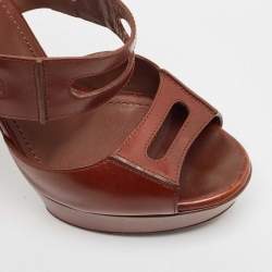 Yves Saint Laurent Dark Brown Leather Platform Sandals Size 36