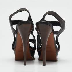 Yves Saint Laurent Brown Leather Tribtoo Slingback Sandals Size 37.5
