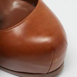 Yves Saint Laurent Brown Leather Tribtoo Platform Pumps Size 36.5
