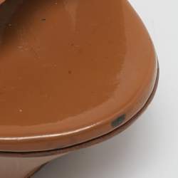 مملوكة مسبقًا Yves Saint Laurent Brown Patent Leather Tribute Platform Sandals Size 38.5