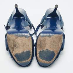 Yves Saint Laurent Blue Patent Leather Tribute Platform Sandals Size 39