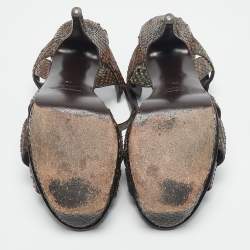 Yves Saint Laurent Brown Python Leather Platform Sandals Size 39