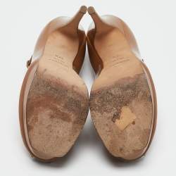Yves Saint Laurent Brown Patent Leather Mary Jane Pumps Size 37.5