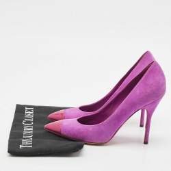 Yves Saint Laurent Pink/Purple Suede and  Patent Pointed Toe  Pumps Size 38