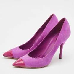 Yves Saint Laurent Pink/Purple Suede and  Patent Pointed Toe  Pumps Size 38