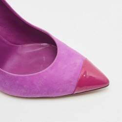Yves Saint Laurent Pink/Purple Suede and  Patent Pointed Toe  Pumps Size 38