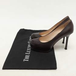 Yves Saint Laurent Brown Textured Leather Tribtoo Platform Pumps Size 36