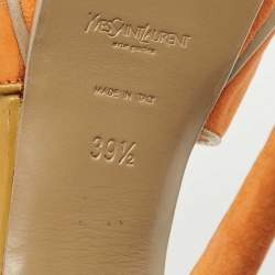 Yves Saint Laurent Orange/Green Suede and Patent Leather Platform Sandals Size 39.5