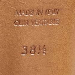 Pre Owned Yves Saint Laurent Navy Blue Leather T Strap Platform Sandals Size 38.5