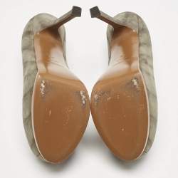 Yves Saint Laurent Sage Green Leather Tribtoo Platform Pumps Size 40