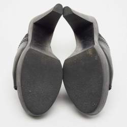 Yves Saint Laurent Black Leather Wooden Platform Mules Size 38.5