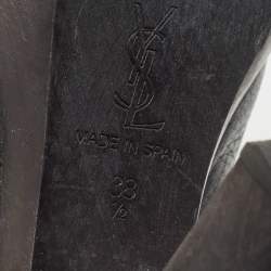 Yves Saint Laurent Black Leather Wooden Platform Mules Size 38.5