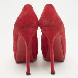 Yves Saint Laurent Red Tribtoo Platform Pumps Size 38.5