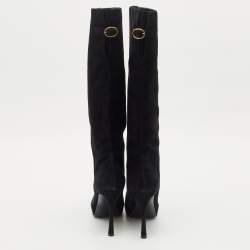 Yves Saint Laurent Black Suede Knee Length Boots Size 39