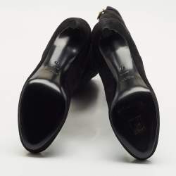 Yves Saint Laurent Black Suede Knee Length Boots Size 39
