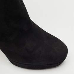 Yves Saint Laurent Black Suede Knee Length Boots Size 39