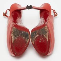 Yves Saint Laurent Red Patent Leather Tribtoo Slingback Pumps Size 38