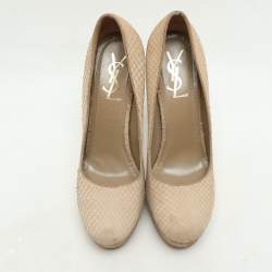 Yves Saint Laurent Beige Python Platform Pumps Size 38