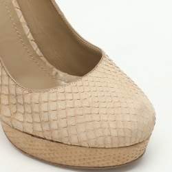 Yves Saint Laurent Beige Python Platform Pumps Size 38
