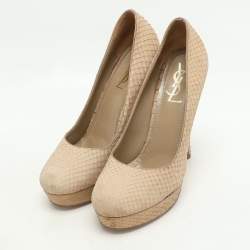 Yves Saint Laurent Beige Python Platform Pumps Size 38