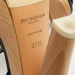 Pre Owned  Yves Saint Laurant Black Leather Tribute Platform Sandals Size 37.5