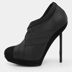 Yves Saint Laurent Black Elastic Bandage And Suede Booties Size 39