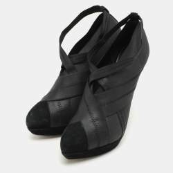 Yves Saint Laurent Black Elastic Bandage And Suede Booties Size 39
