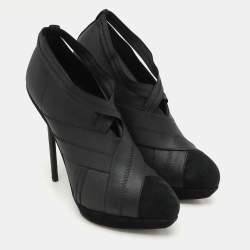 Yves Saint Laurent Black Elastic Bandage And Suede Booties Size 39