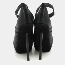 Yves Saint Laurent Black Elastic Bandage And Suede Booties Size 39