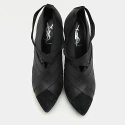Yves Saint Laurent Black Elastic Bandage And Suede Booties Size 39