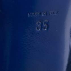 Pre Owned Yves Saint Laurent Blue Suede Platform Pumps Size 35