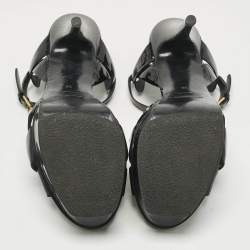 Pre Owned Yves Saint Laurent Black Patent Leather Platform Sandals Size 39