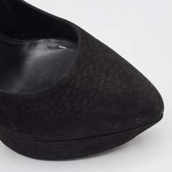 Pre Owned Yves Saint Laurent Black Nubuck Leather Platform Pumps Size 38