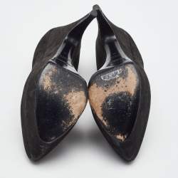 Pre Owned Yves Saint Laurent Black Nubuck Leather Platform Pumps Size 38