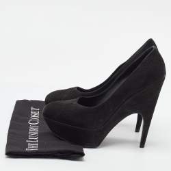 Pre Owned Yves Saint Laurent Black Nubuck Leather Platform Pumps Size 38