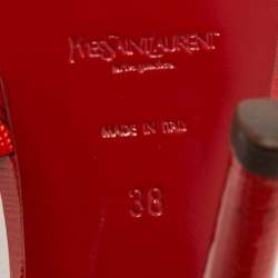 Pre Owned Yves Saint Laurent Red Patent Leather Tribute Platform Sandals Size 38