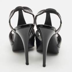 Pre Owned Yves Saint Laurent Black Patent Leather Platform Sandals Size 36