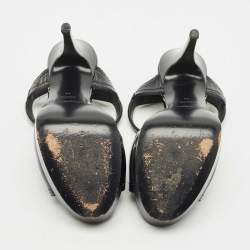 Pre Owned Yves Saint Laurent Black Patent Leather Platform Sandals Size 36