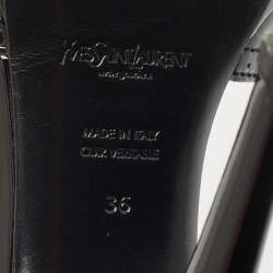 Pre Owned Yves Saint Laurent Black Patent Leather Platform Sandals Size 36