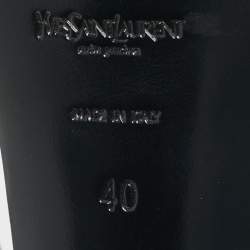 Pre Owned Yves Saint Laurent Blue/Grey Leather and Canvas Tribute Sandals Size 40